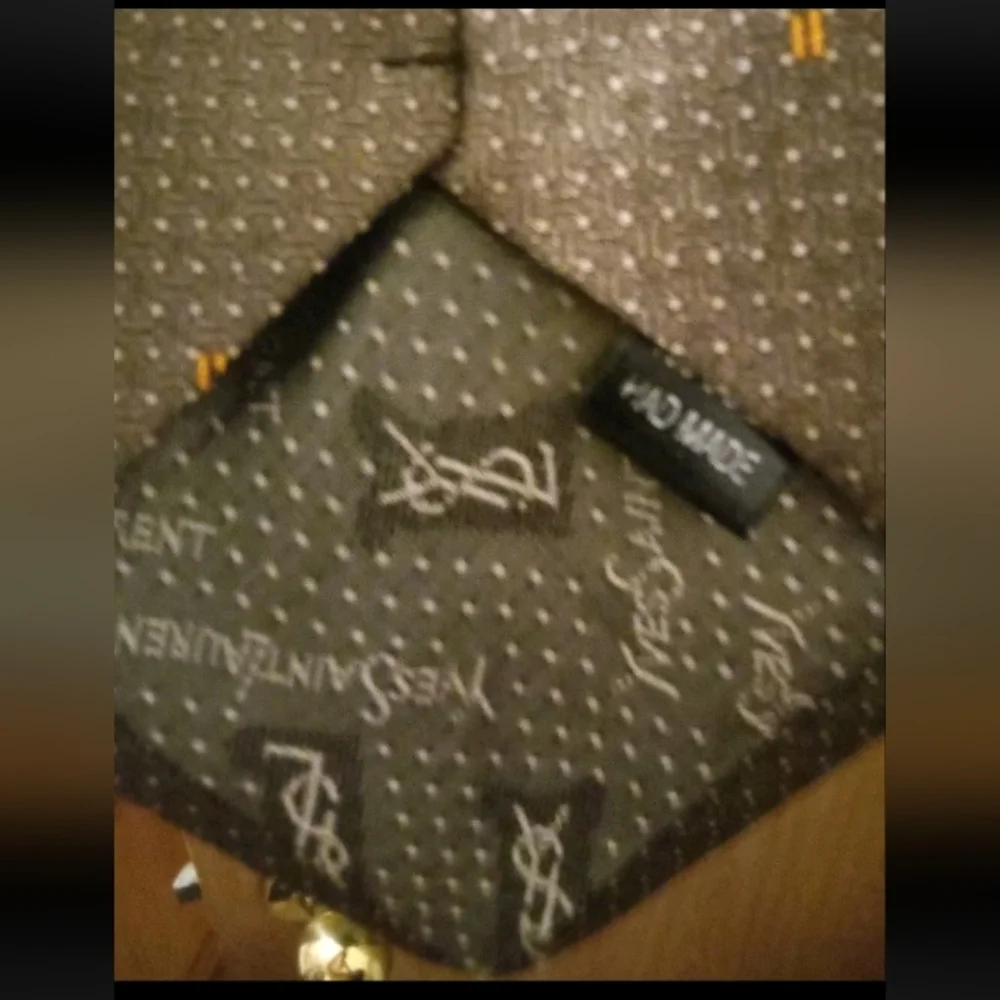 Yves Saint Laurent Olive Green Silk Tie YSL hand Made Vintage